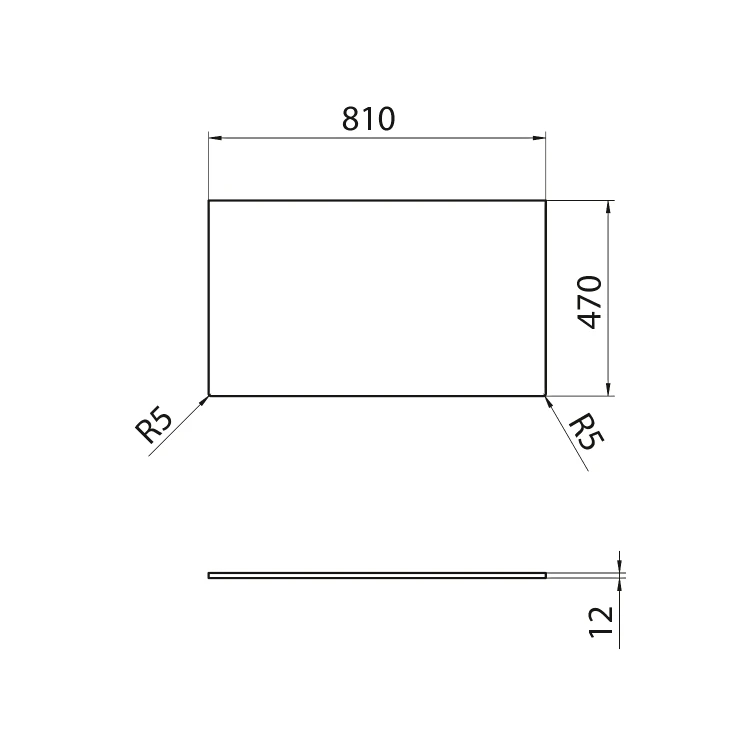 Rysunek techniczny - Blat Rockstone 81x1,2x47cm, biały mat