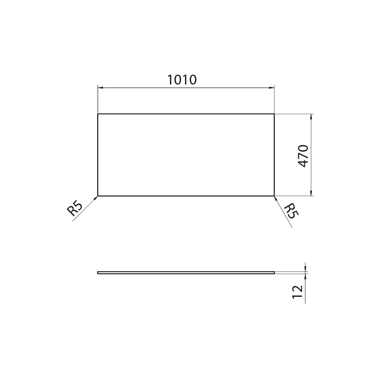 Rysunek techniczny - Blat Rockstone 101x1,2x47cm, biały mat