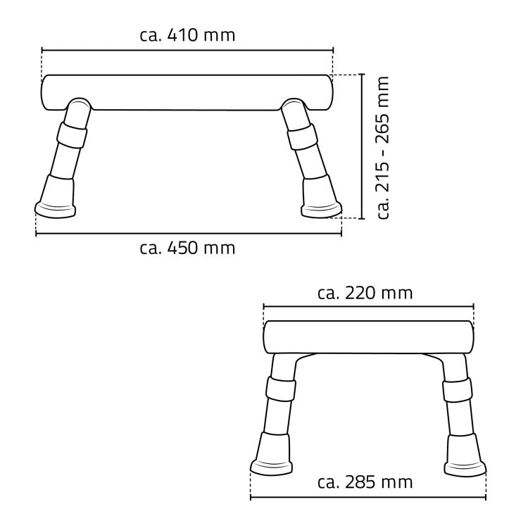 Rysunek techniczny - HANDICAP Taboret łazienkowy na nogi, biały