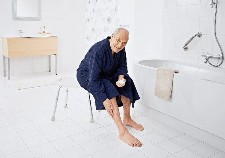 HANDICAP Taboret łazienkowy, regulowana wysokość, biały #2
