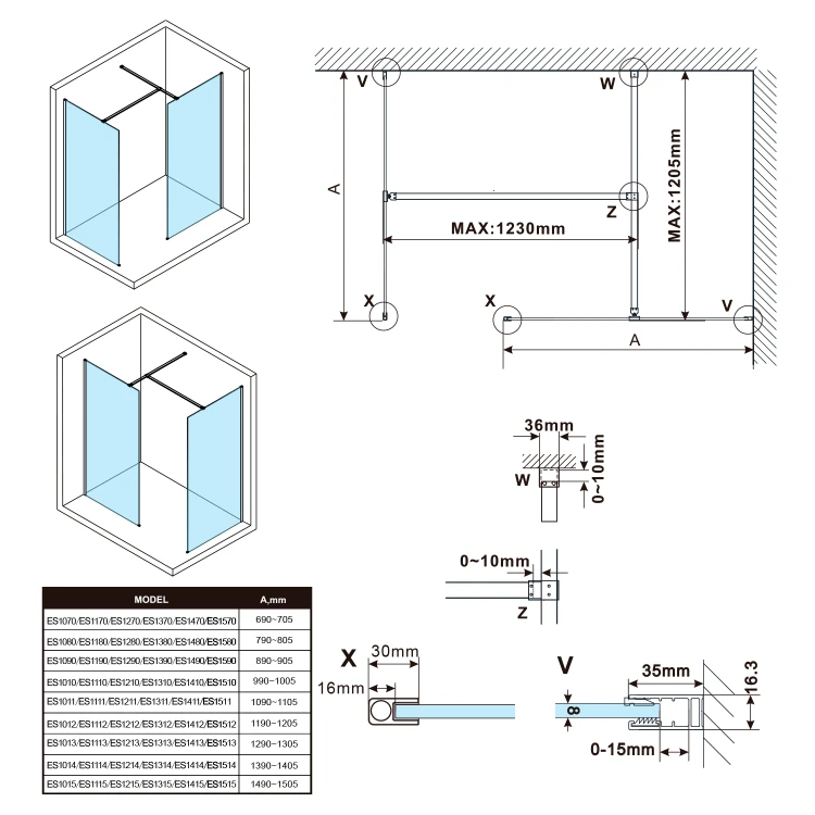 Rysunek techniczny - ESCA szkło mat dymione 1267x2100mm #3