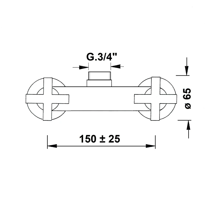 Rysunek techniczny - TRAX bateria prysznicowa ścienna do zestawu 990E, chrom