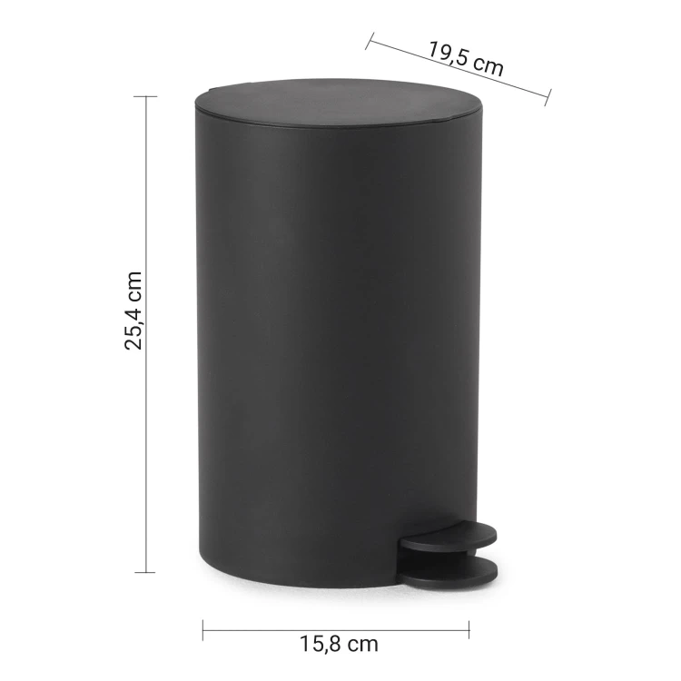 Rysunek techniczny - SHARON kosz na śmieci 3l, ABS plastik, czarny