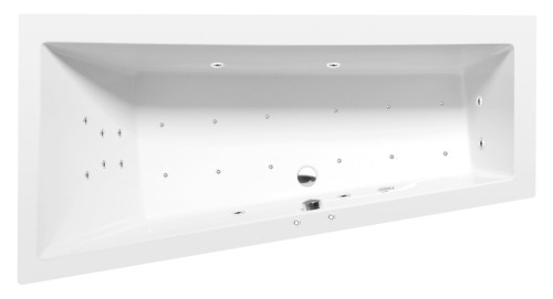 ANDRA L wanna z hydromasażem, 170x90x45cm, Attraction Hydro-Air, chrom