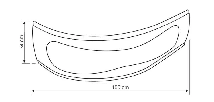 Rysunek techniczny - CIDLINA 150 obudowa boczna, z zestawem montażowym, wysokość 54cm, uniwersalna