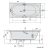 Rysunek techniczny - ASTRA B wanna z hydromasażem, 165x75x48cm, Attraction Hydro-Air, chrom