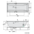 Rysunek techniczny - CLEO wanna z hydromasażem, 150x75x48cm, Attraction Hydro-Air, chrom