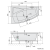 Rysunek techniczny - EVIA L wanna z hydromasażem, 170x100x47cm, Active Hydro-Air, chrom