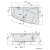 Rysunek techniczny - EVIA R wanna z hydromasażem, 170x100x47cm, Attraction Hydro-Air, chrom