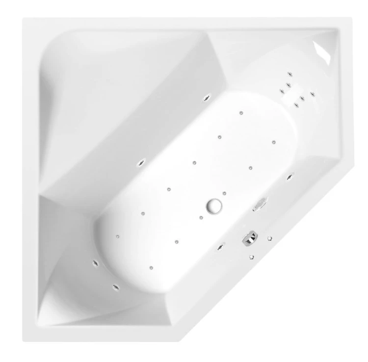 FLOSS wanna z hydromasażem, 145x145x50cm, Attraction Hydro-Air, chrom
