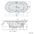 Rysunek techniczny - IO wanna z hydromasażem, 180x85x49cm, Attraction Hydro-Air, chrom