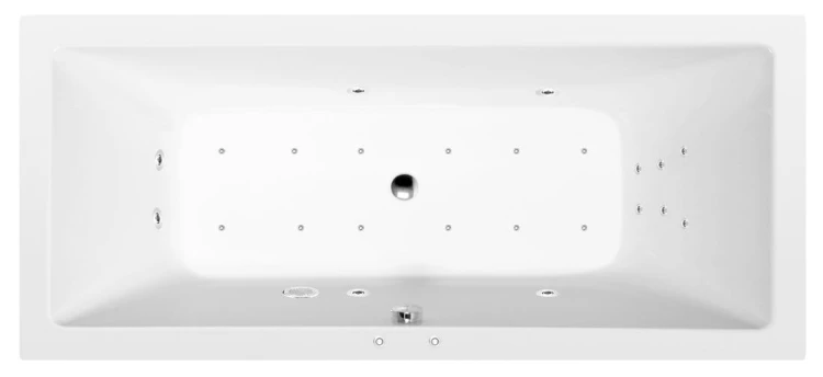 KRYSTA wanna z hydromasażem, 180x70x39cm, Attraction Hydro-Air, chrom