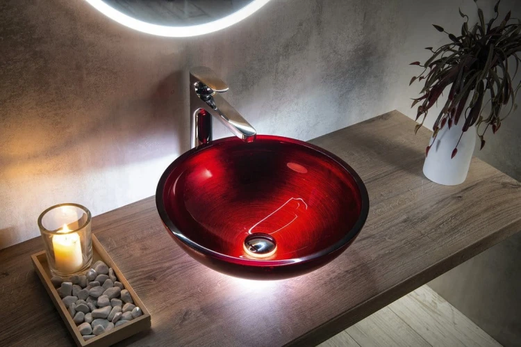 MURANO ROSSO IMPERO umywalka szklana nablatowa, średnica 40cm, czerwona #4