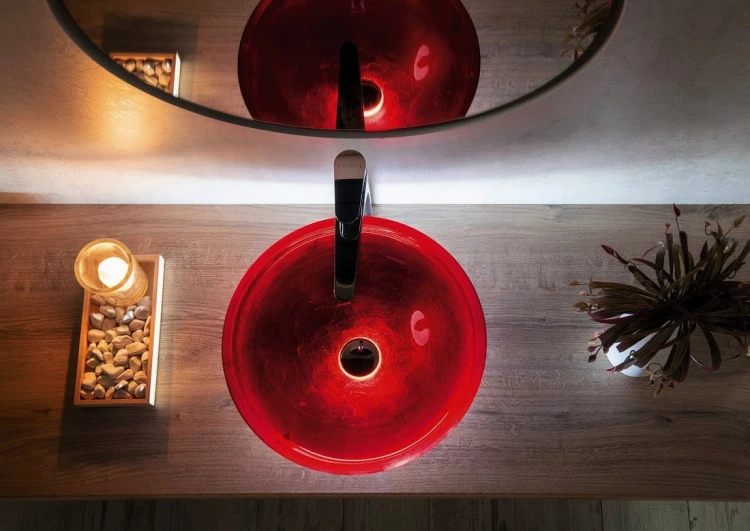 MURANO ROSSO IMPERO umywalka szklana nablatowa, średnica 40cm, czerwona #5