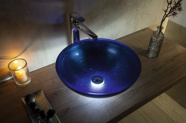 MURANO BLU umywalka szklana nablatowa, średnica 40cm, niebieska #2