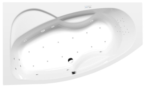MAMBA L wanna z hydromasażem, 170x100x44cm, Highline Hydro-Air, chrom