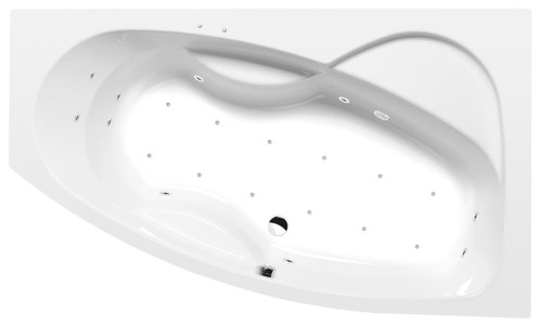 MAMBA R wanna z hydromasażem, 170x100x44cm, Active Hydro-Air, chrom