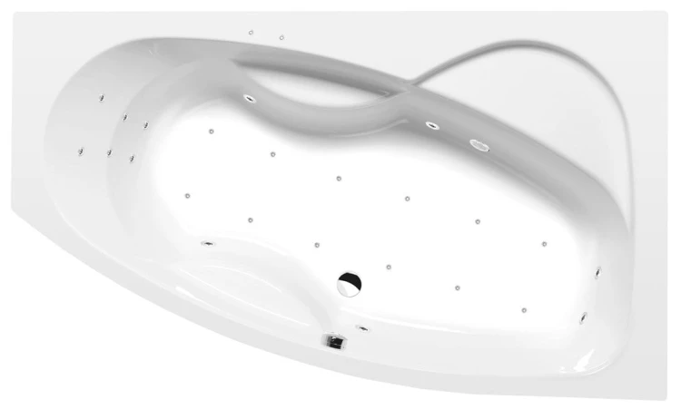 MAMBA R wanna z hydromasażem, 170x100x44cm, Attraction Hydro-Air, chrom