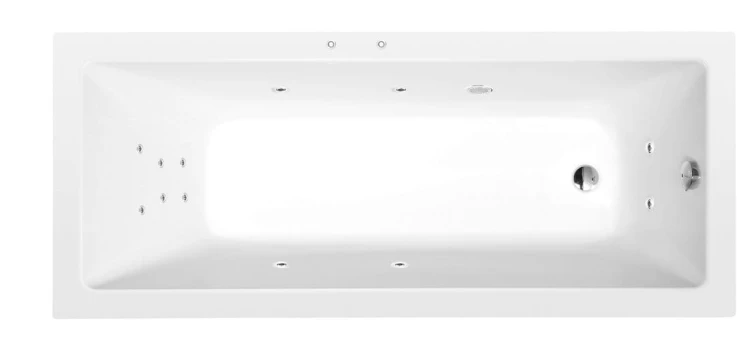 NOEMI wanna z hydromasażem, 160x70x39cm, Attraction Hydro, chrom