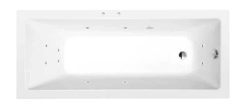 NOEMI wanna z hydromasażem, 160x80x39cm, Active Hydro, chrom