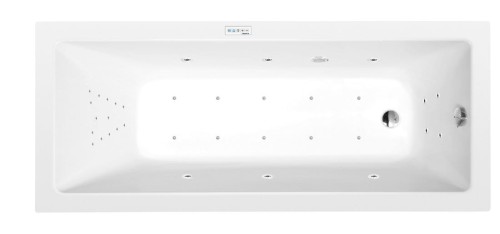 NOEMI wanna z hydromasażem, 170x70x39cm, Highline Hydro-Air, chrom