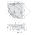Rysunek techniczny - ROSANA wanna z hydromasażem, 140x140x49cm, Attraction Hydro-Air, chrom
