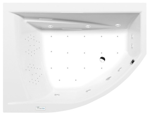 TANDEM L wanna z hydromasażem, 170x130x50cm, Highline Hydro-Air, chrom