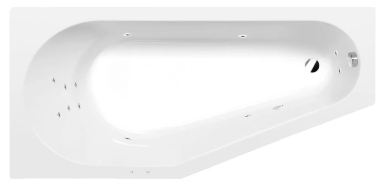 TIGRA L wanna z hydromasażem, 150x75x46cm, Attraction Hydro, chrom