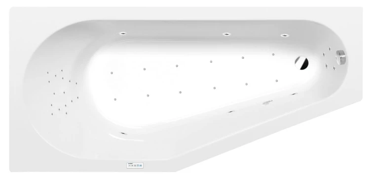 TIGRA L wanna z hydromasażem, 170x80x46cm, Highline Hydro-Air, chrom