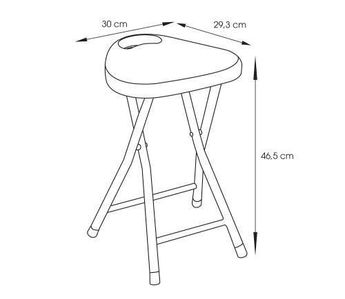 Rysunek techniczny - Taboret łazienkowy 30x46,5x29,3cm, biały