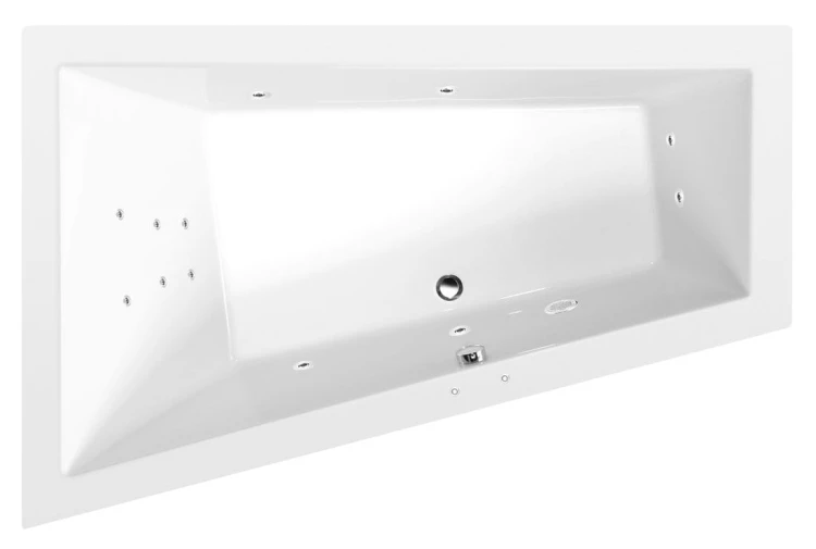 TRIANGL L wanna z hydromasażem, 180x120x50cm, Attraction Hydro, chrom