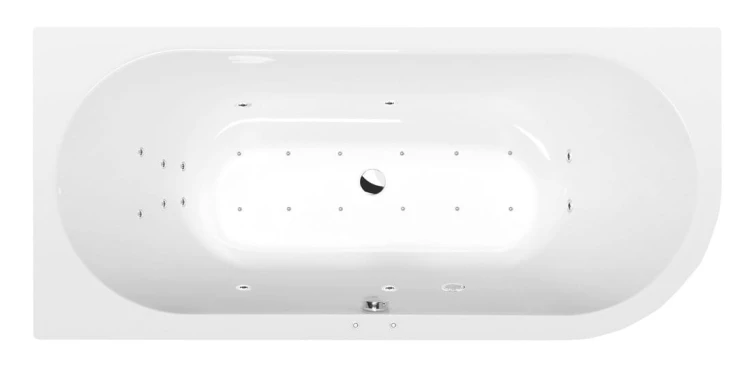 VIVA L wanna z hydromasażem, 175x80x47cm, Attraction Hydro-Air, chrom