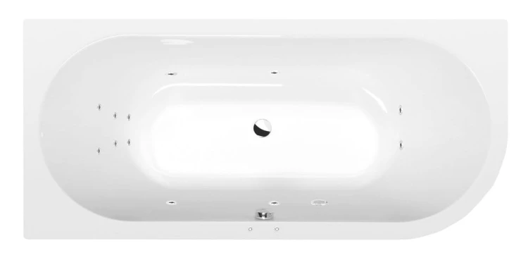 VIVA L wanna z hydromasażem, 185x80x47cm, Attraction Hydro, chrom