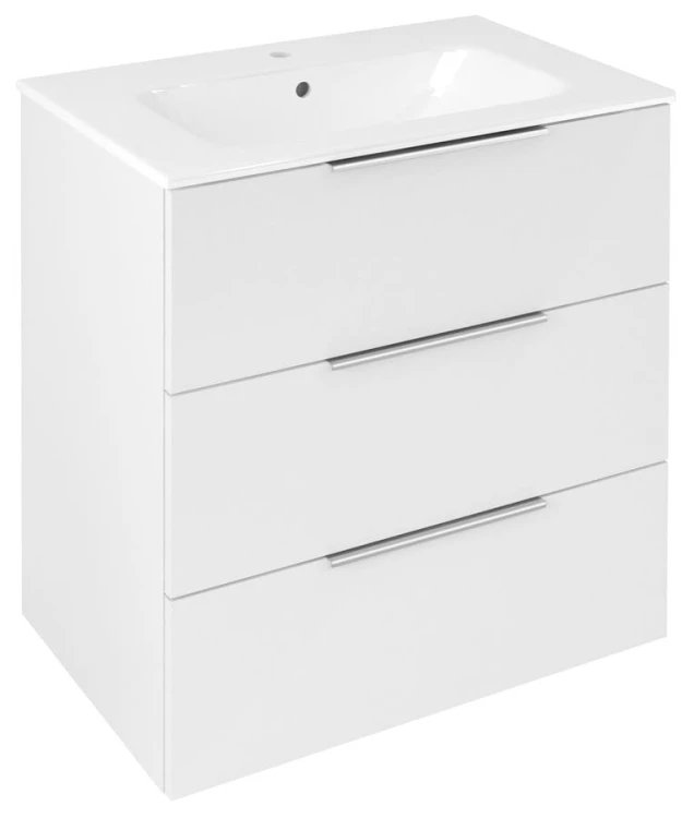 CIRASA szafka pod umywalkę 69,8x75x46cm, 3 szuflada , biały połysk