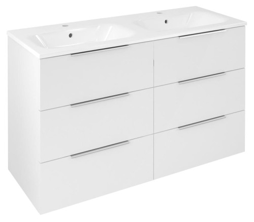 CIRASA szafka umywalkowa 118,4x75x46cm, 3x zsuflad, biały połysk
