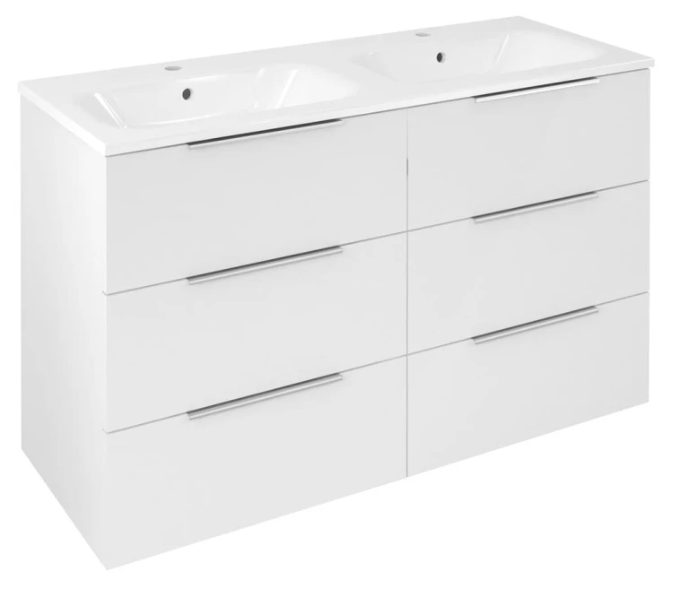 CIRASA szafka umywalkowa 118,4x75x46cm, 3x zsuflad, biały połysk