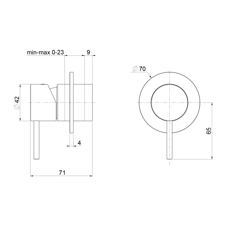 Rysunek techniczny - ULTRAMIX bateria prysznicowa podtynkowa, 1 wyjście, złoto mat