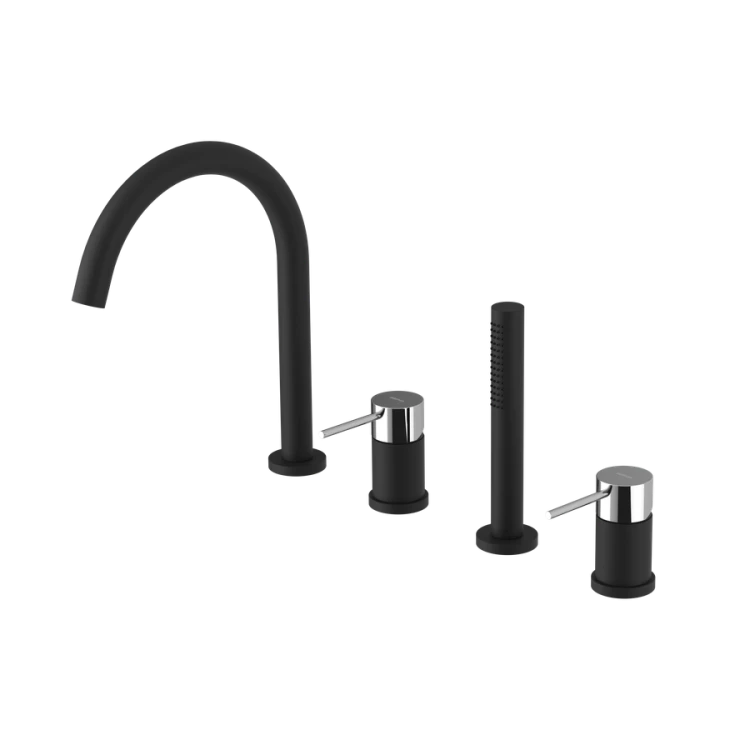 ULTRAMIX 4-otworowa bateria wannowa na brzeg wanny, czarny mat/chrom