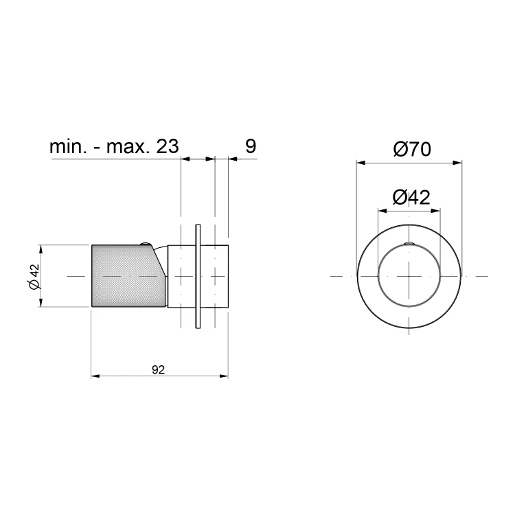Rysunek techniczny - ULTRATAP bateria prysznicowa podtynkowa, 1 wyjście, czarny matt/chrom