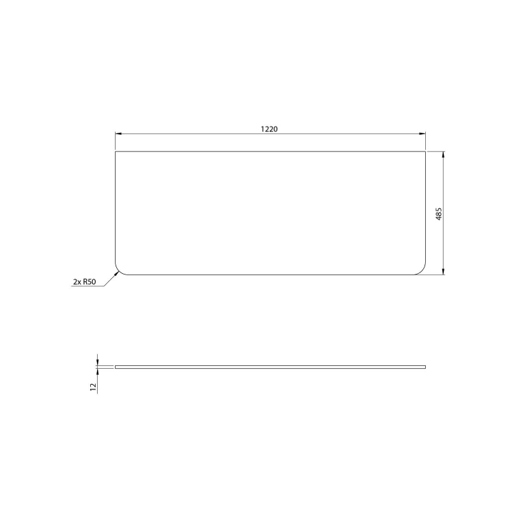 Rysunek techniczny - KERALA blat Rockstone 122x1,2x48,5cm, biały mat