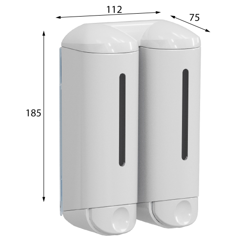 Rysunek techniczny - SHOWER MEDIUM podwójny dozownik mydła płynnego 2x250ml, biały