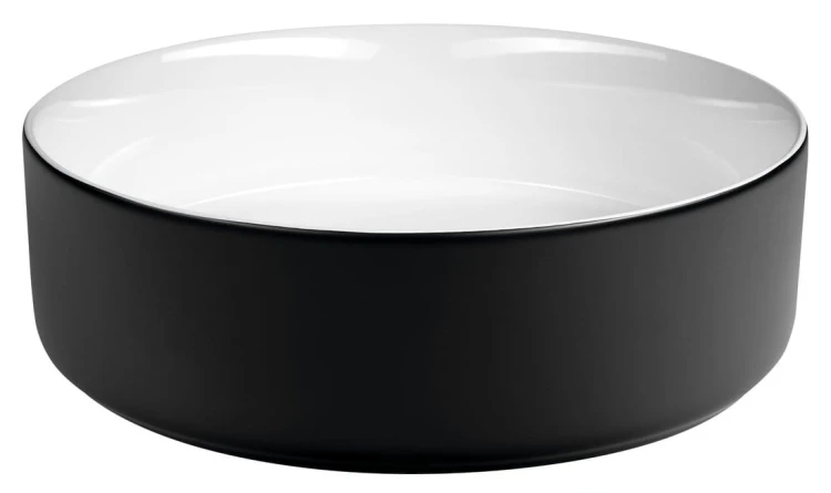 FIASTRA umywalka ceramiczna nablatowa, średnica 40cm, biały/czarny mat #2