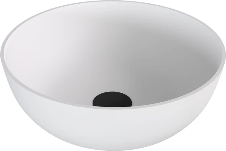 BANERA ROUND umywalka kompozytowa nablatowa, średnica 39cm, biały mat
