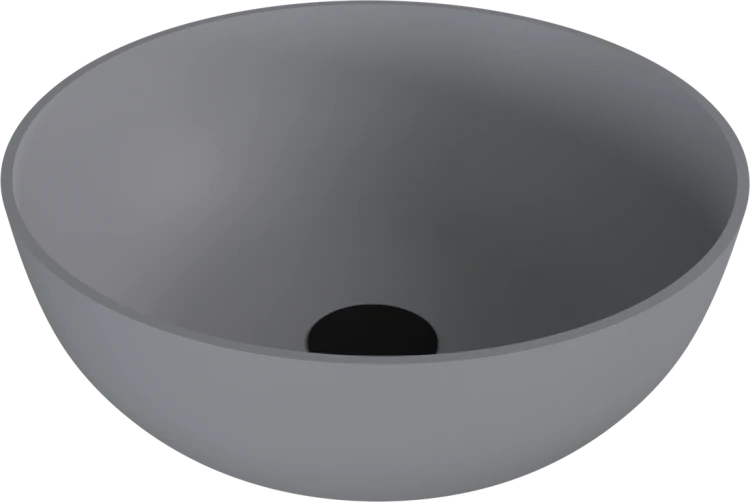 BANERA ROUND umywalka kompozytowa nablatowa, średnica 39cm, szary mat