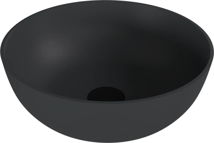 BANERA ROUND umywalka kompozytowa nablatowa, średnica 39cm, antracyt mat