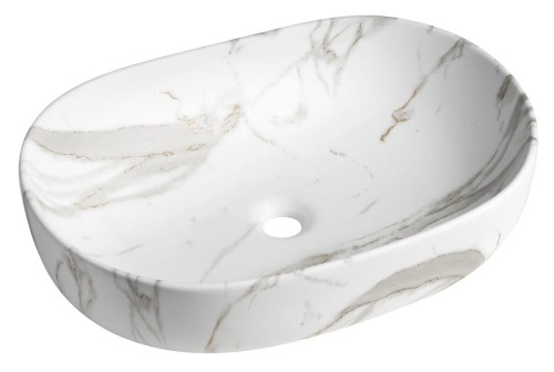 CALEO umywalka ceramiczna nabłatowa, 60x42cm, bianco carrara