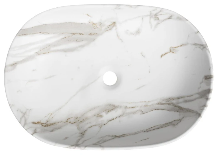 CALEO umywalka ceramiczna nabłatowa, 60x42cm, bianco carrara #5
