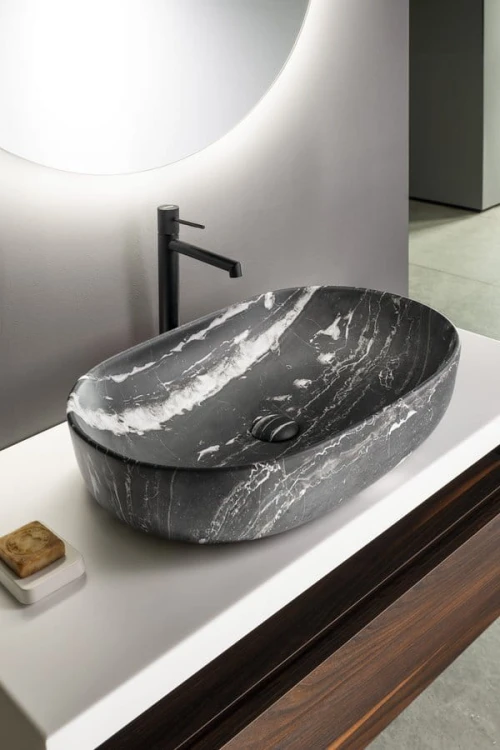 CALEO umywalka ceramiczna nabłatowa, 60x42cm, carnico marmor #3