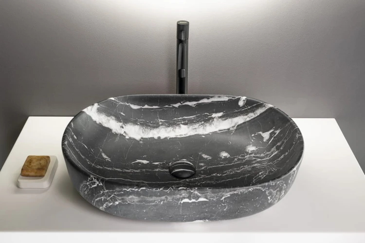 CALEO umywalka ceramiczna nabłatowa, 60x42cm, carnico marmor #4