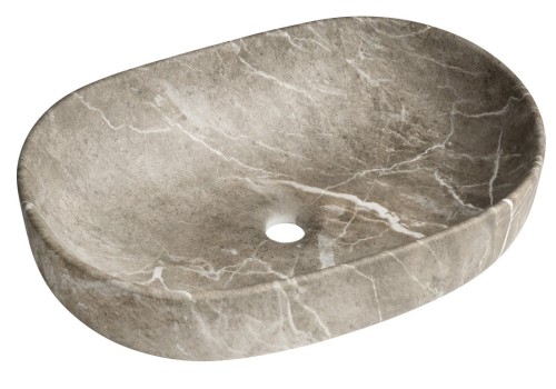 CALEO umywalka ceramiczna nabłatowa, 60x42cm, breccia marmor